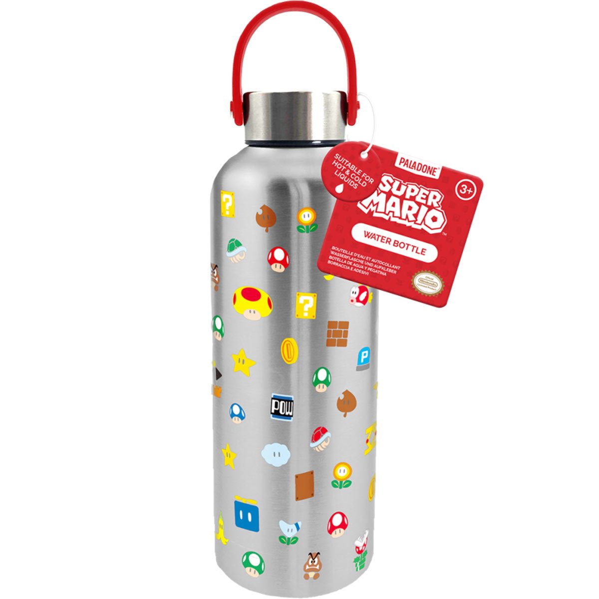 Super Mario Bros. Metal Water Bottle with Carry Loop