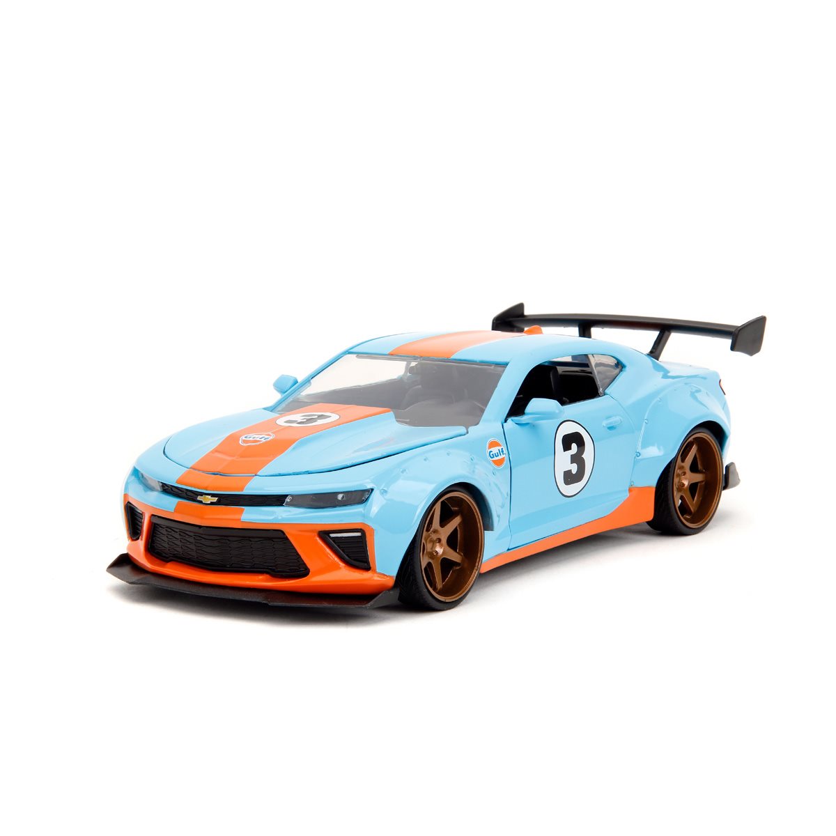 Bigtime Muscle 2016 Chevy Camaro SS Widebody Blue and Orange 1:24 Scale Die-Cast Metal Vehicle