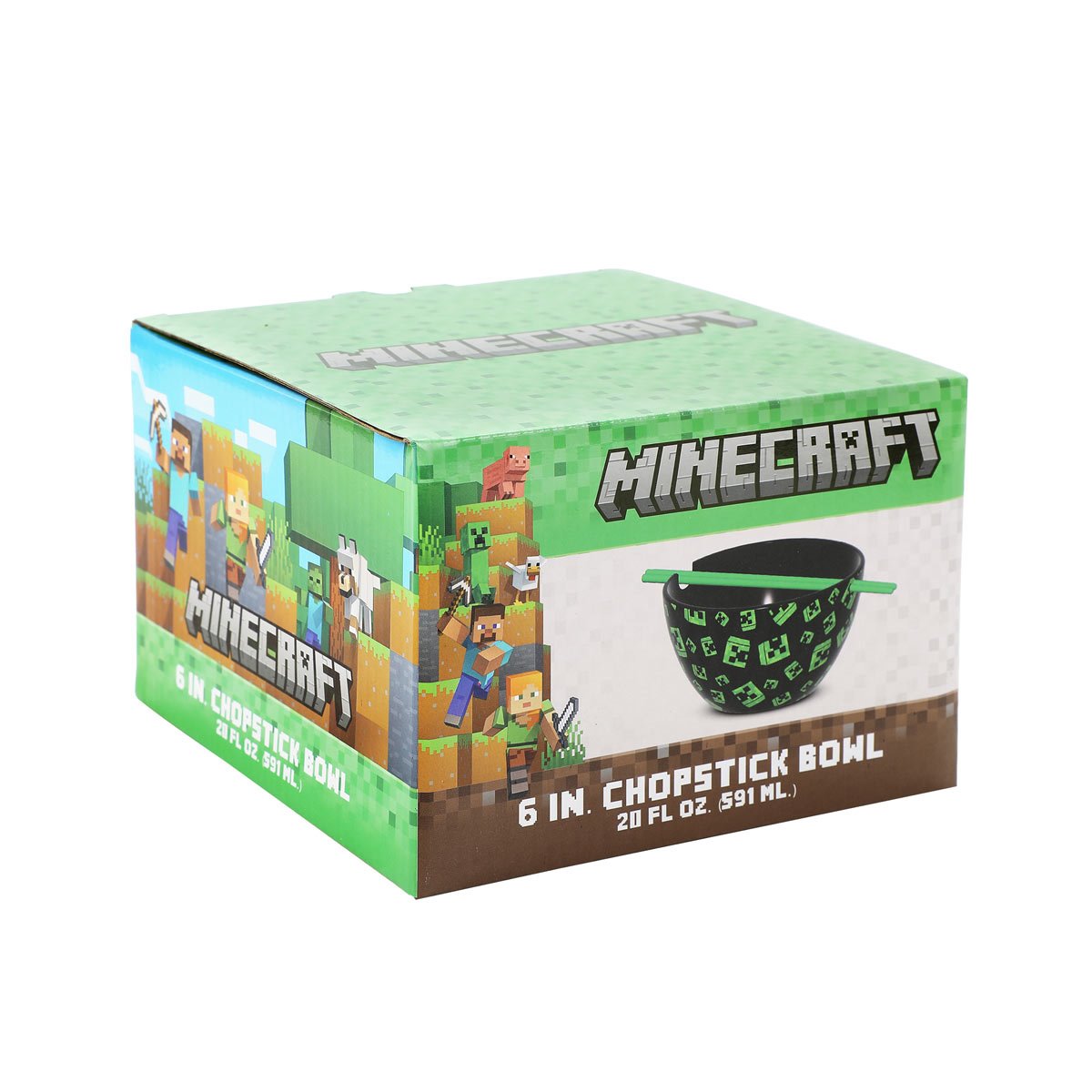 Minecraft Ceramic Ramen Bowl with Chopsticks