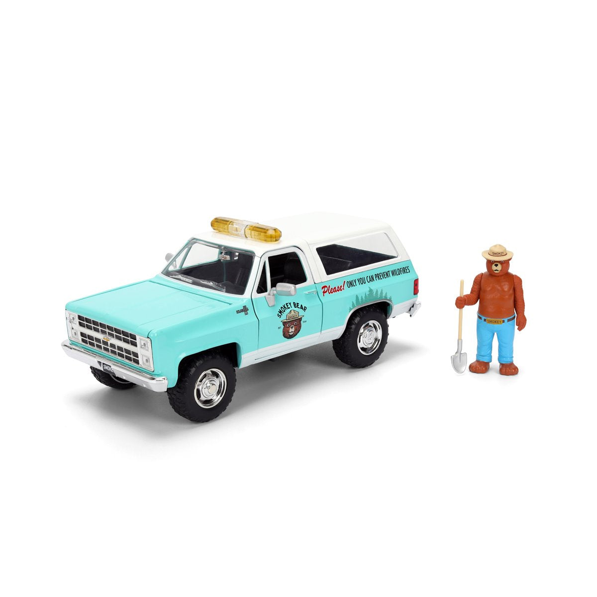 Hollywood Rides Smokey Bear 1980 Chevrolet Blazer 1:24 Scale Die-Cast Metal Vehicle with Smokey Bear Figure