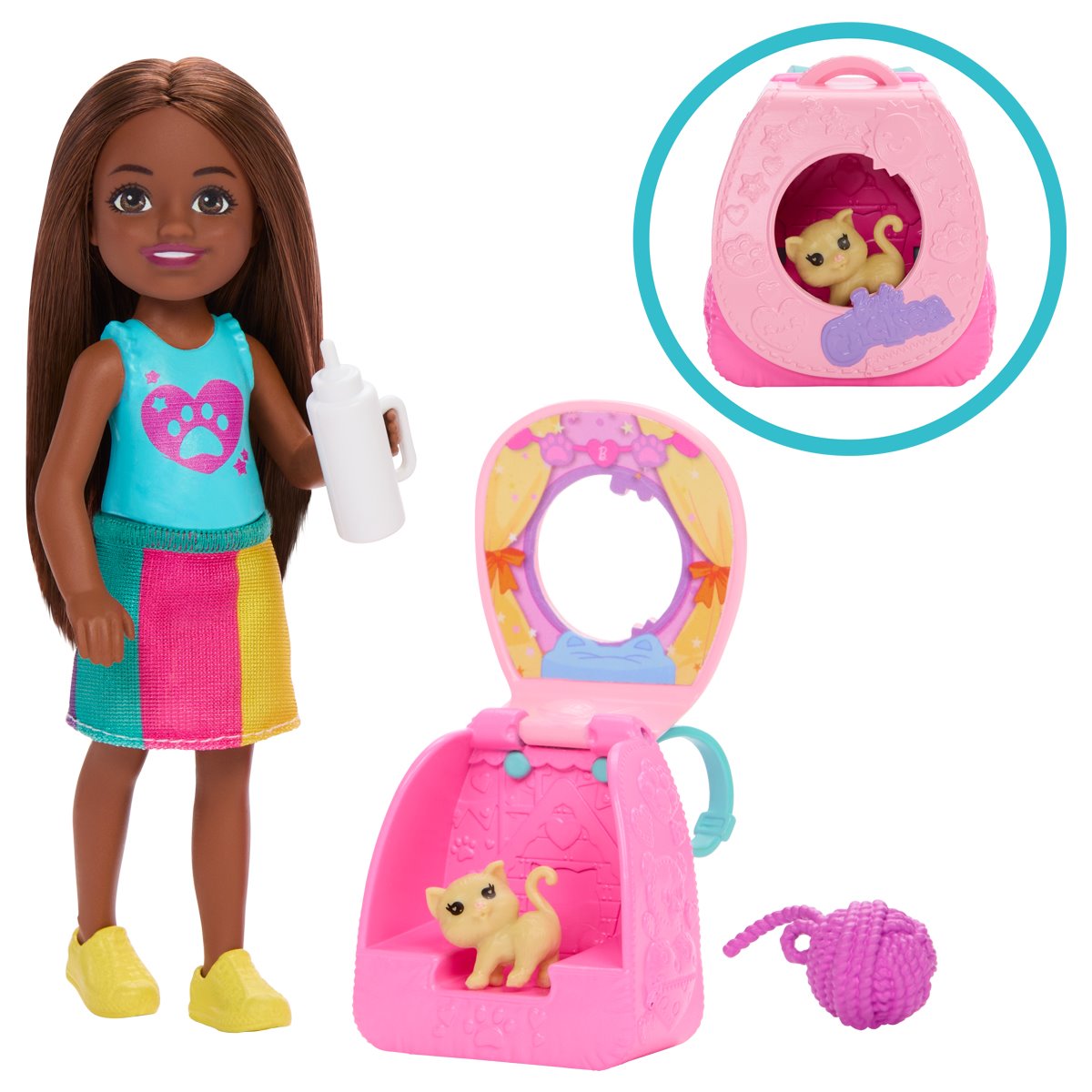 Barbie Family and Friends Club Chelsea Kitty Backpack Doll