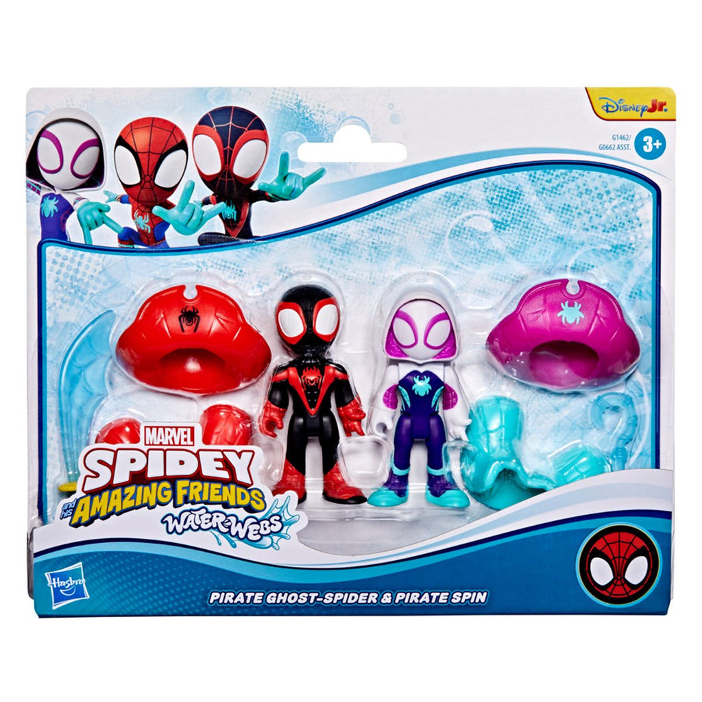 Spidey and his Amazing Friends Water-Webs Pirate Miles Spin Morales & Pirate Ghost-Spider Action Figures