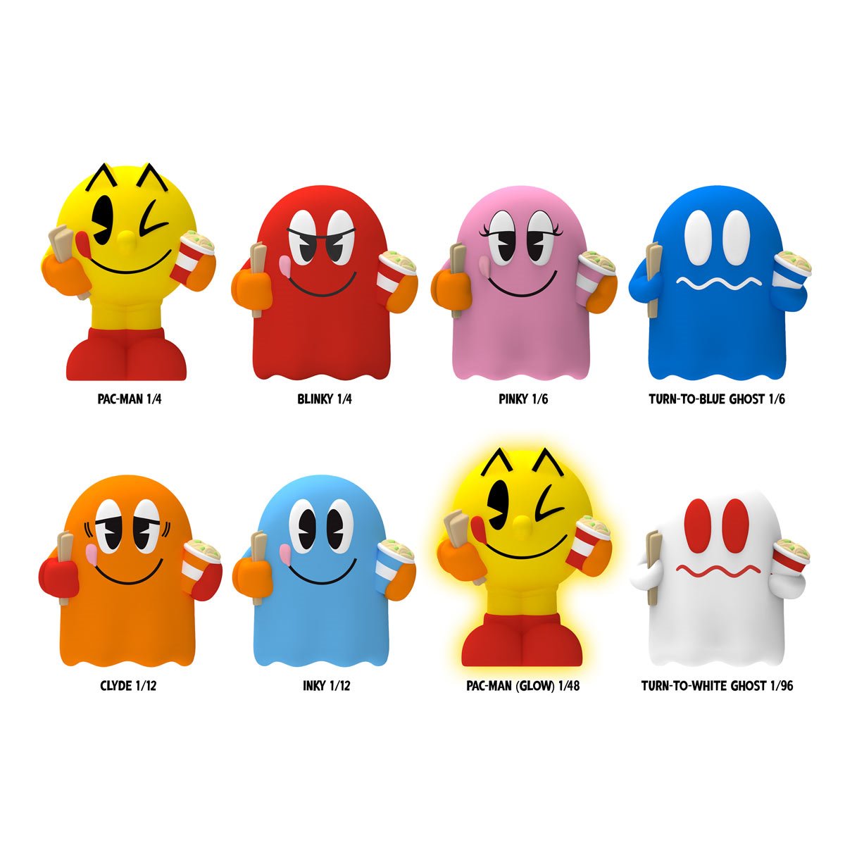 Pac-Man Rokimoto Cup Vinyl Figure Display Case of 12