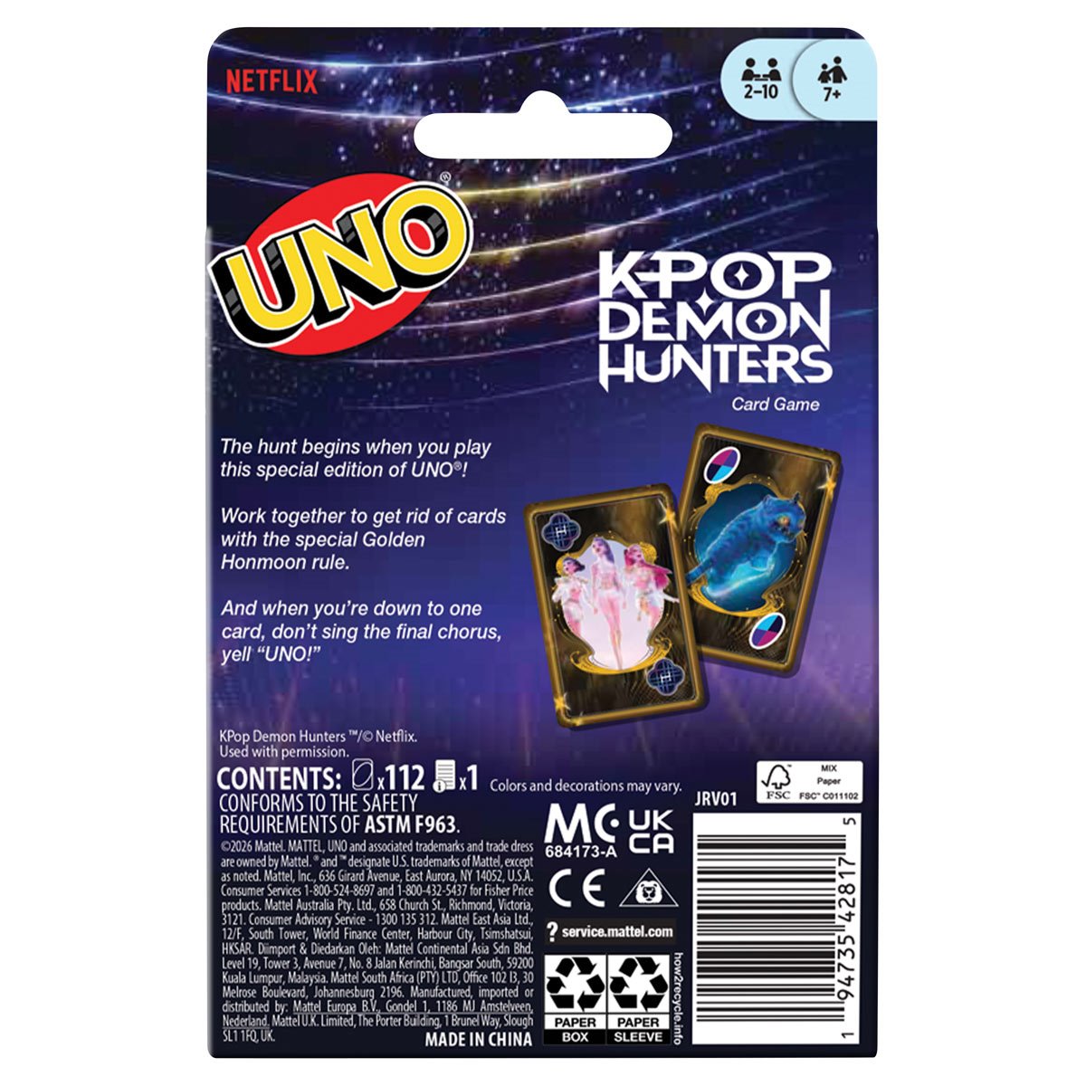 KPop Demon Hunters UNO Card Game