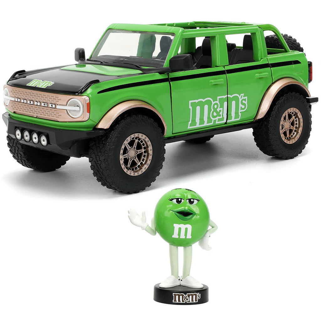 M&M's 2021 Ford Bronco 1:24 Scale Die-Cast Metal Vehicle with Green Figure