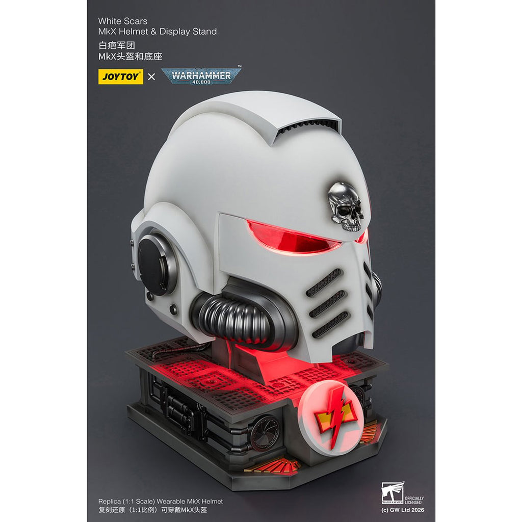 Joy Toy Warhammer 40,000 White Scars MKX 1:1 Scale Roleplay Helmet Prop Replica with Stand