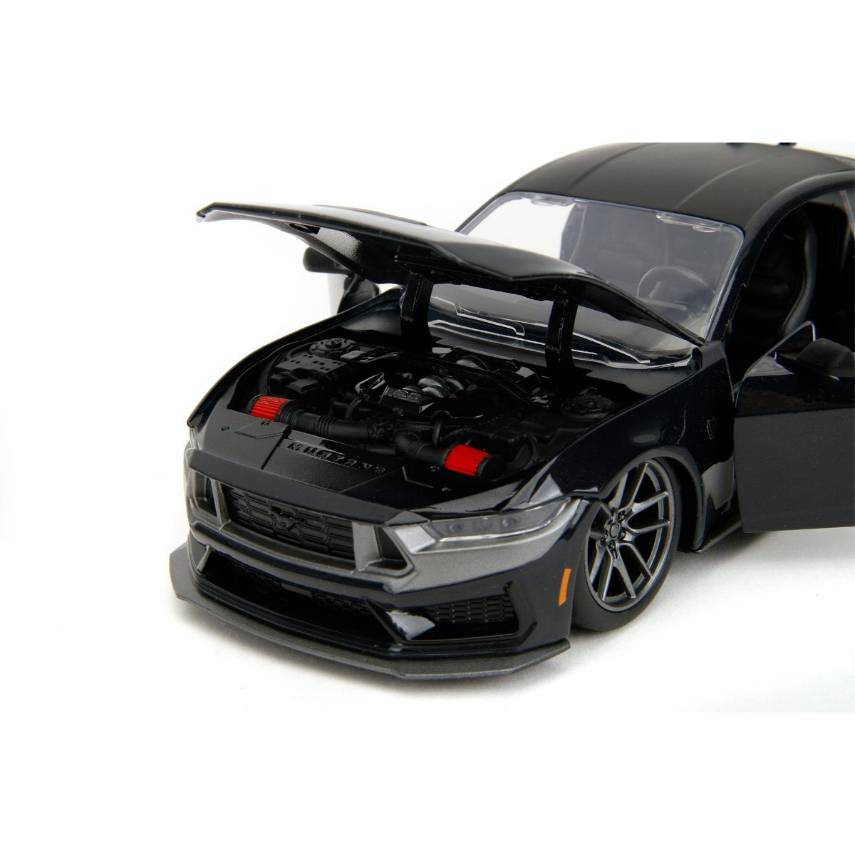 Bigtime Muscle 2024 Glossy Black Ford Mustang Dark Horse 1:24 Scale Die-Cast Metal Vehicle