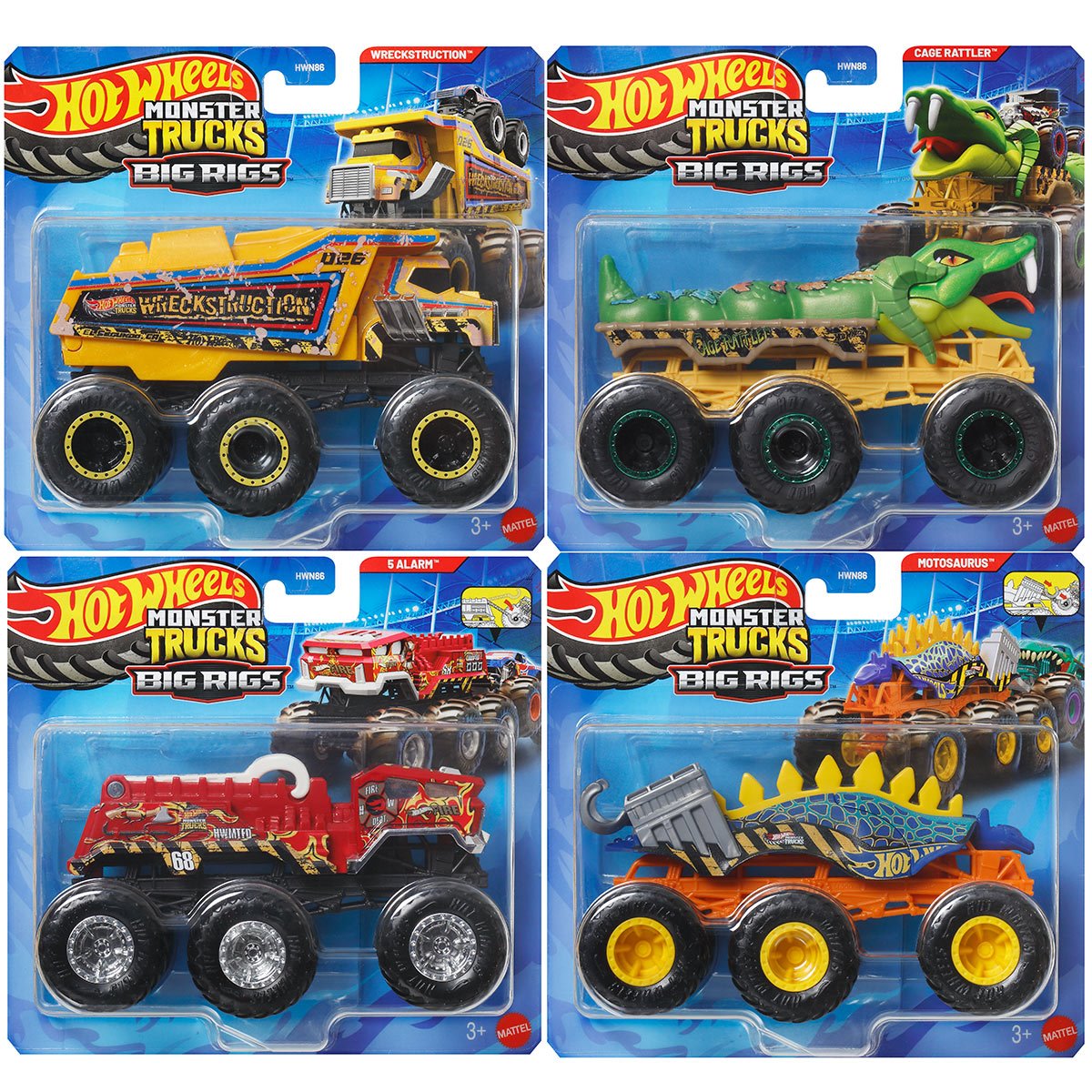 Hot Wheels Monster Trucks Big Rigs 1:64 Scale Vehicle 2026 Mix 1 Case of 4