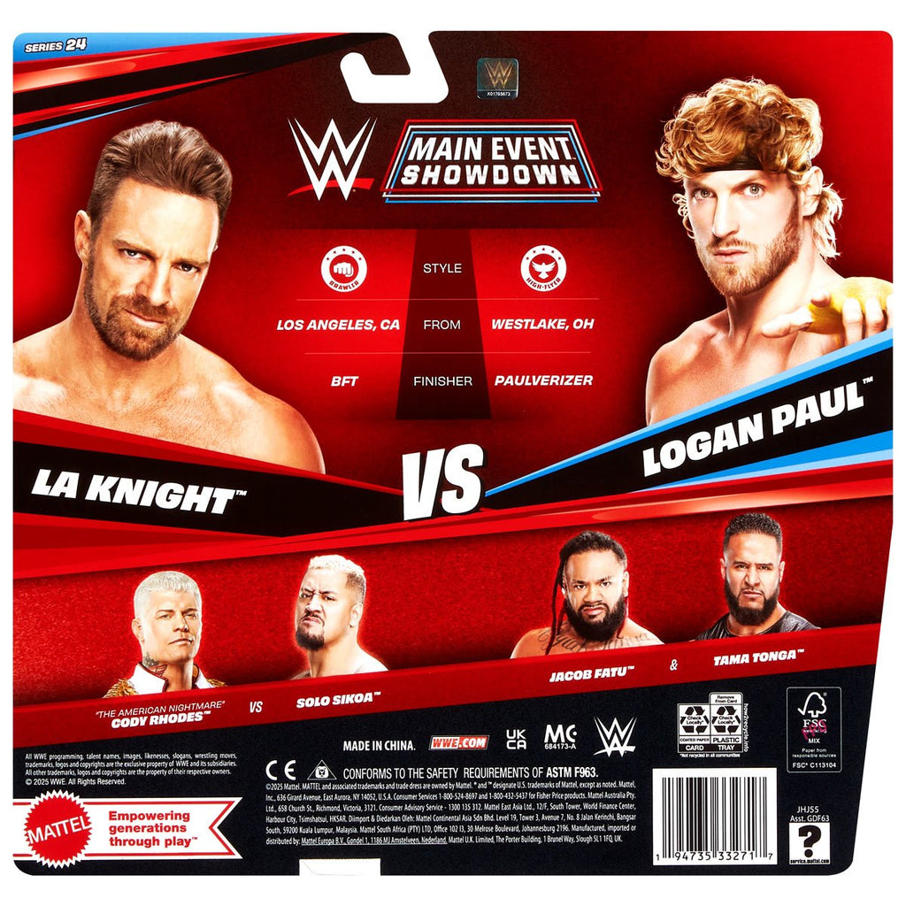 WWE Championship Showdown Series 24 LA Knight vs Logan Paul Action Figure 2-Pack
