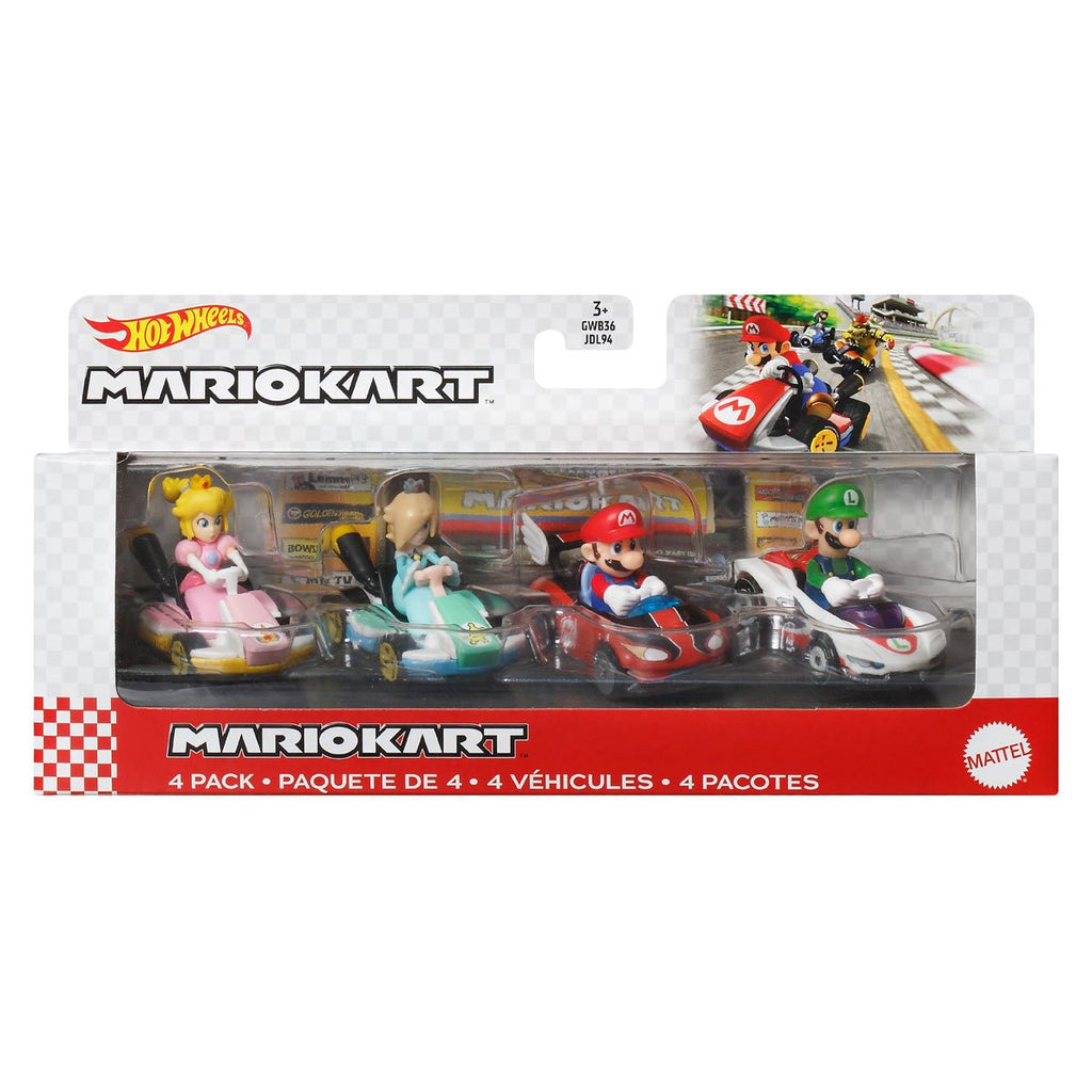 Mario Kart Hot Wheels 2025 Mix 3 Vehicle 4-Pack Case of 3