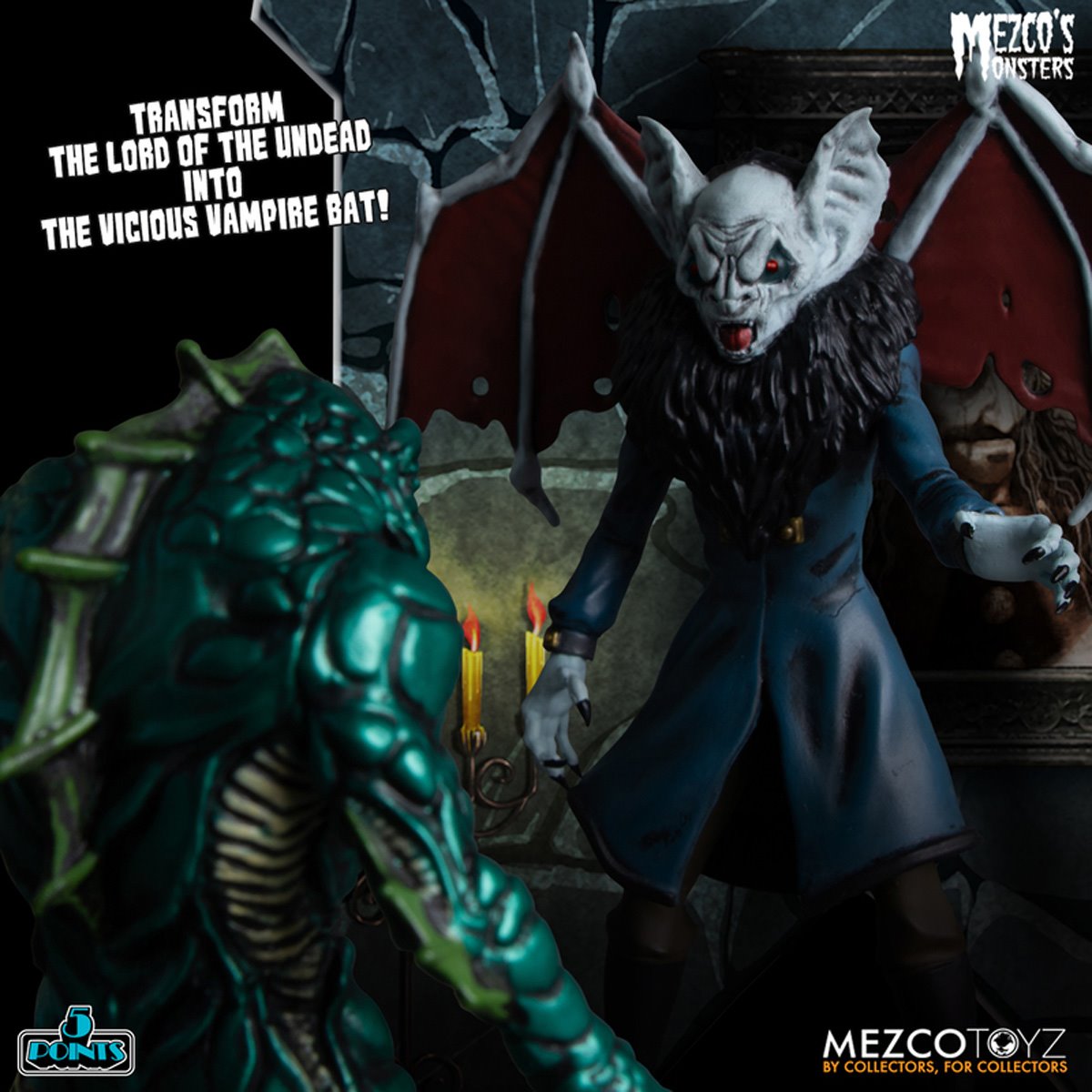 Mezco's Monsters Tower of Fear 5 Points Action Figures Deluxe Playset