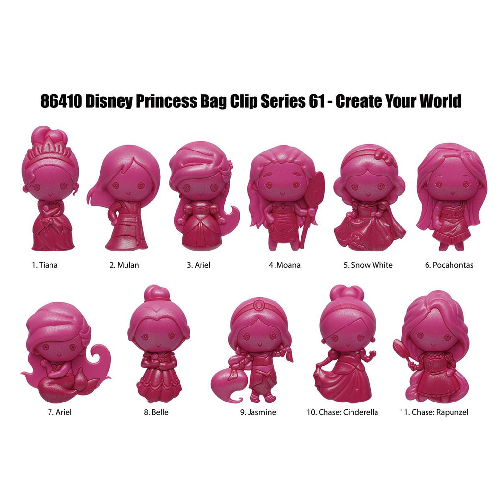Disney Princess Care Your World Series 61 3D Foam Bag Clip Display Case of 24