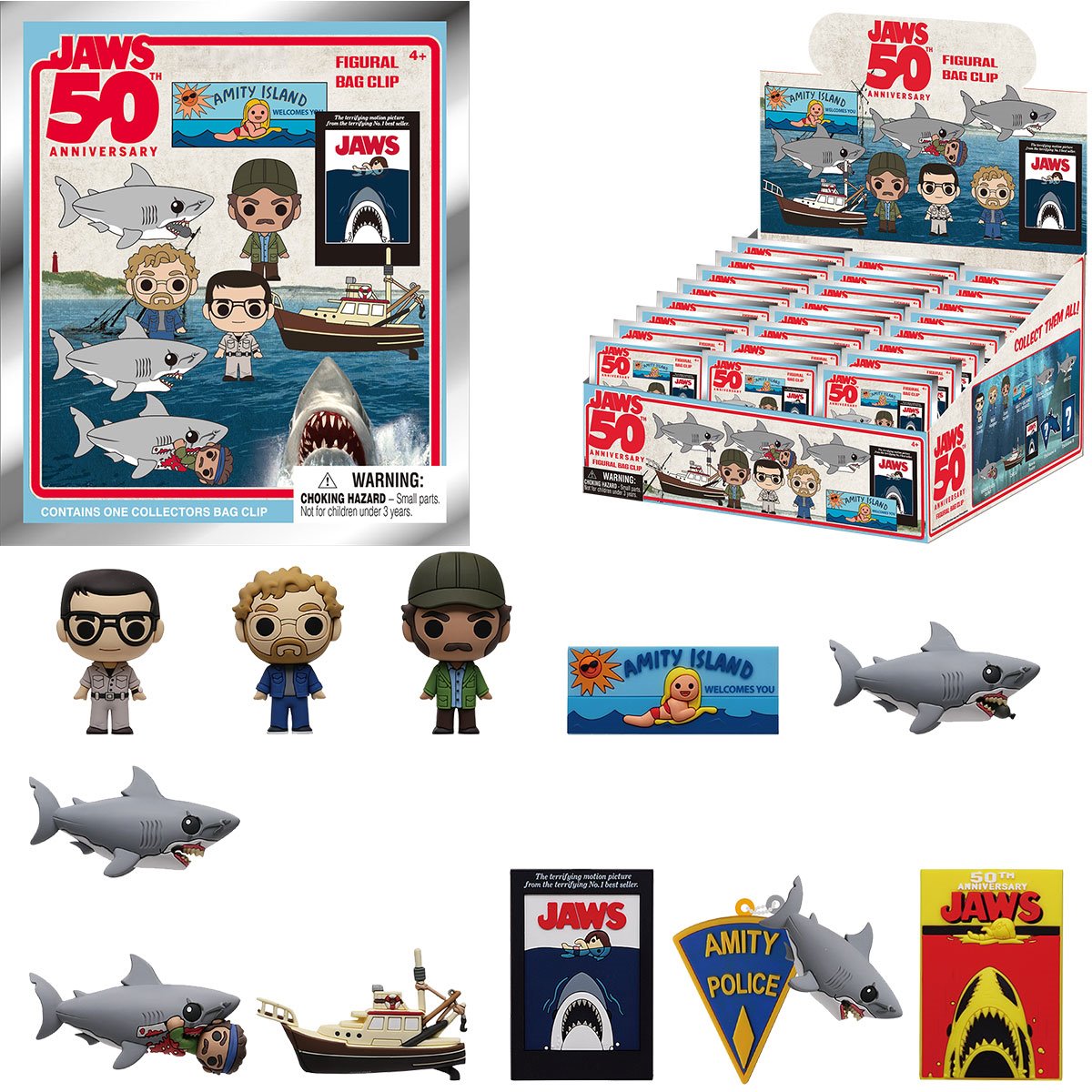 Jaws 50th Anniversary 3D Foam Bag Clip Display Case of 24