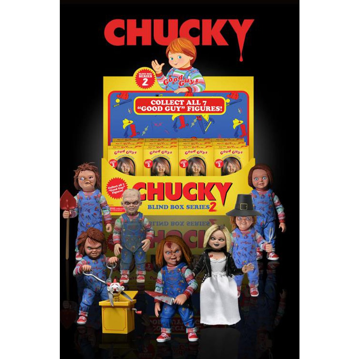 Child's Play 2 & Chucky TV Series 2 Good Guy 7-Inch Scale Action Figure Display Tray of 12