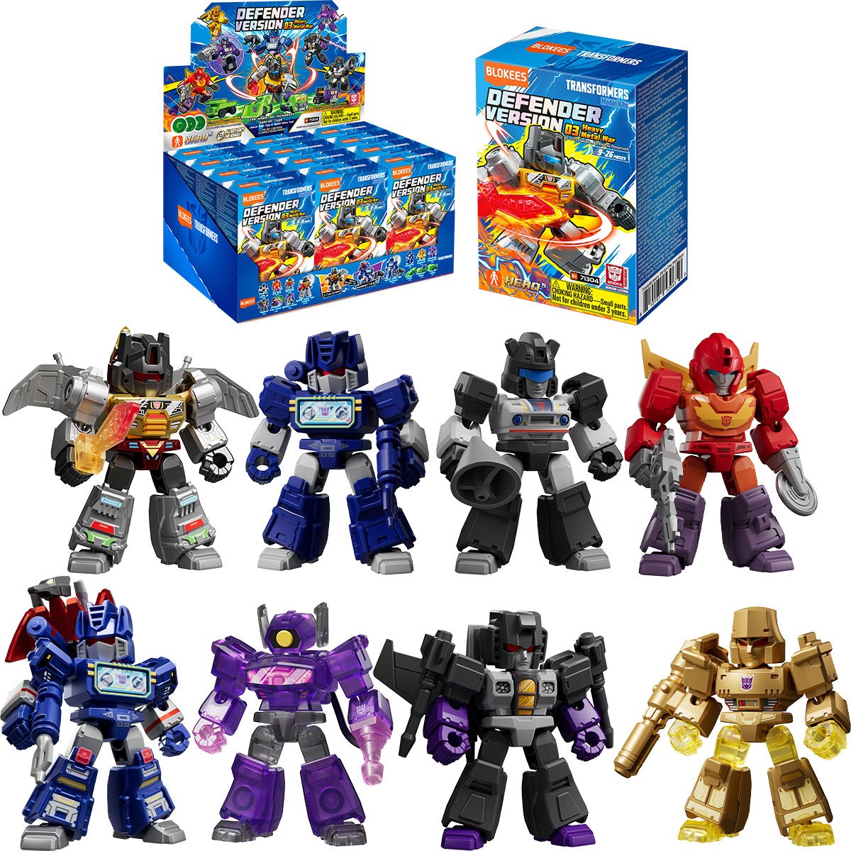 Transformers Defender Version 03 Heavy Metal War Blokees Mini Model Kit Display of 12