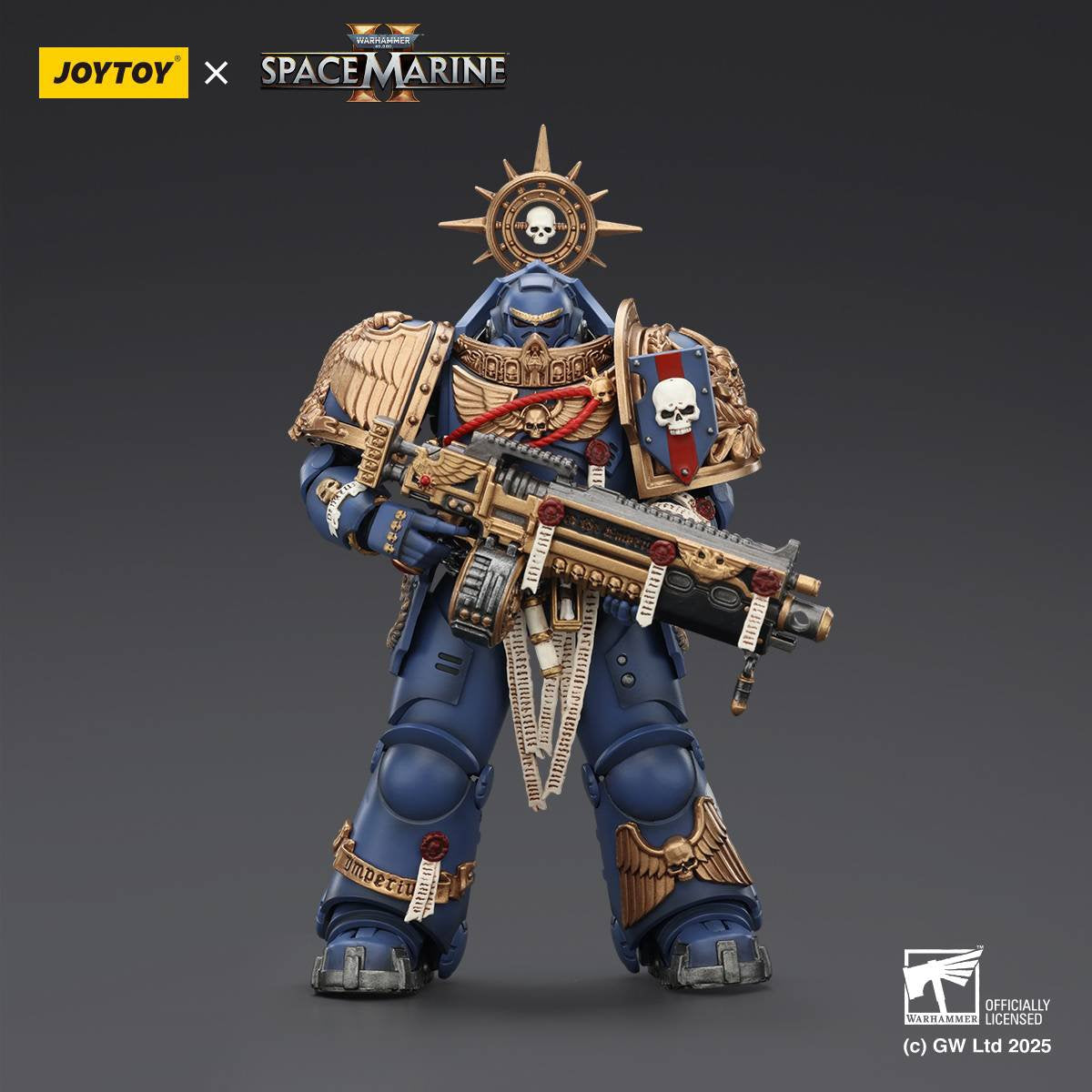 Joy Toy Warhammer Space Marine Ultramarine Heavy Relic Primus Armour and Heavy Relic Bolt Rifle 1:18 Scale Action Figure