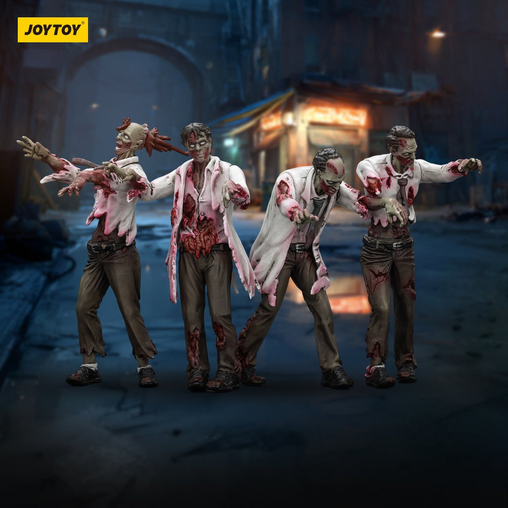 Joy Toy Dark Source Zombie Male Scientists 1:25 Scale Action Figure 4-Pack