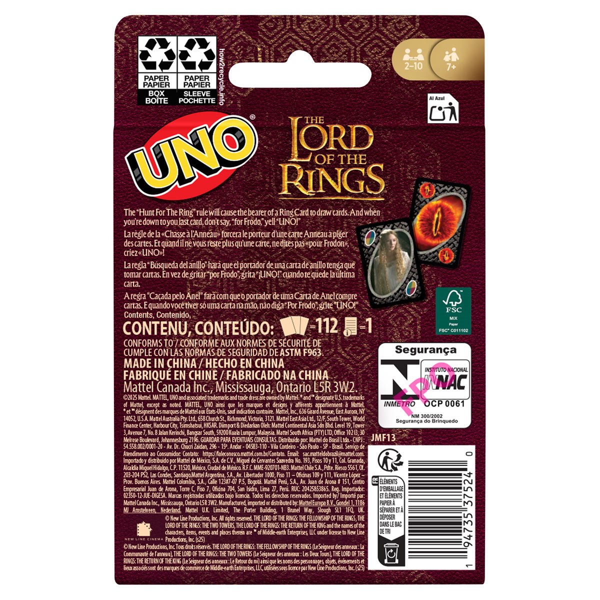 The Lord of the Rings UNO Card Game