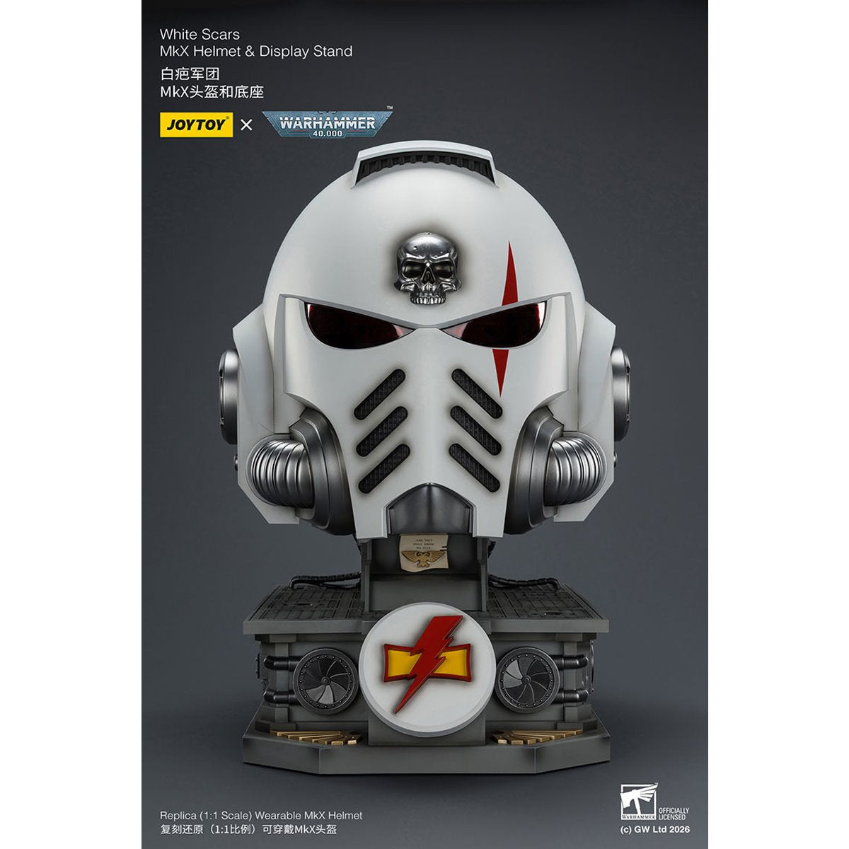 Joy Toy Warhammer 40,000 White Scars MKX 1:1 Scale Roleplay Helmet Prop Replica with Stand