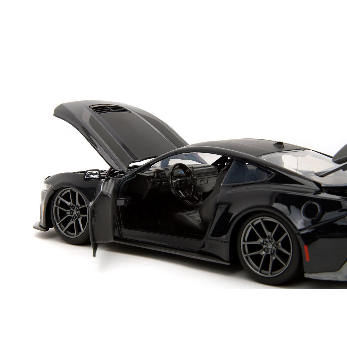 Bigtime Muscle 2024 Glossy Black Ford Mustang Dark Horse 1:24 Scale Die-Cast Metal Vehicle
