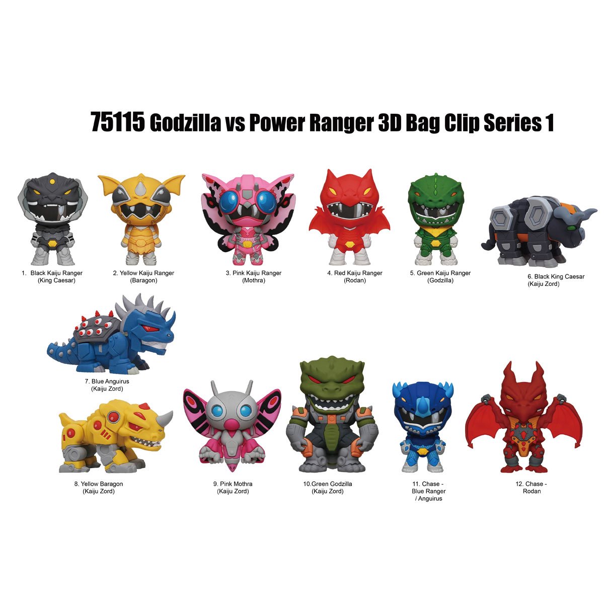 Godzilla vs. Mighty Morphin Power Rangers 3D Foam Bag Clip Random 6-Pack