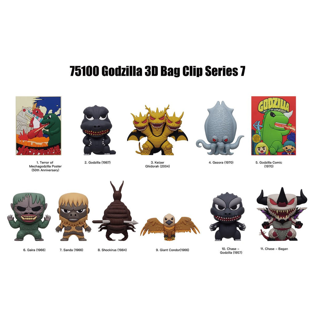 Godzilla Series 7 3D Foam Bag Clip Display Case of 24
