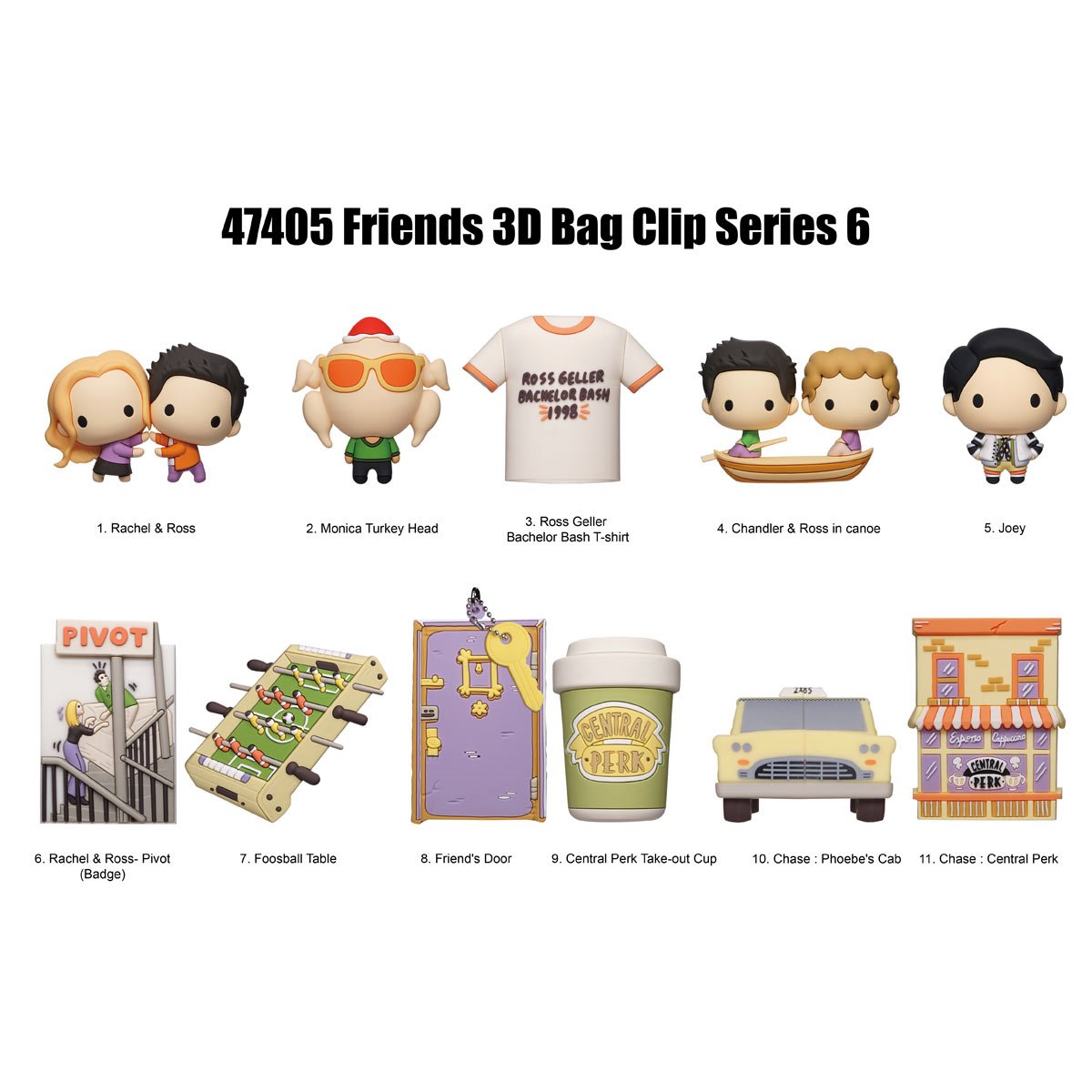 Friends Series 6 3D Foam Bag Clip Display Case of 24