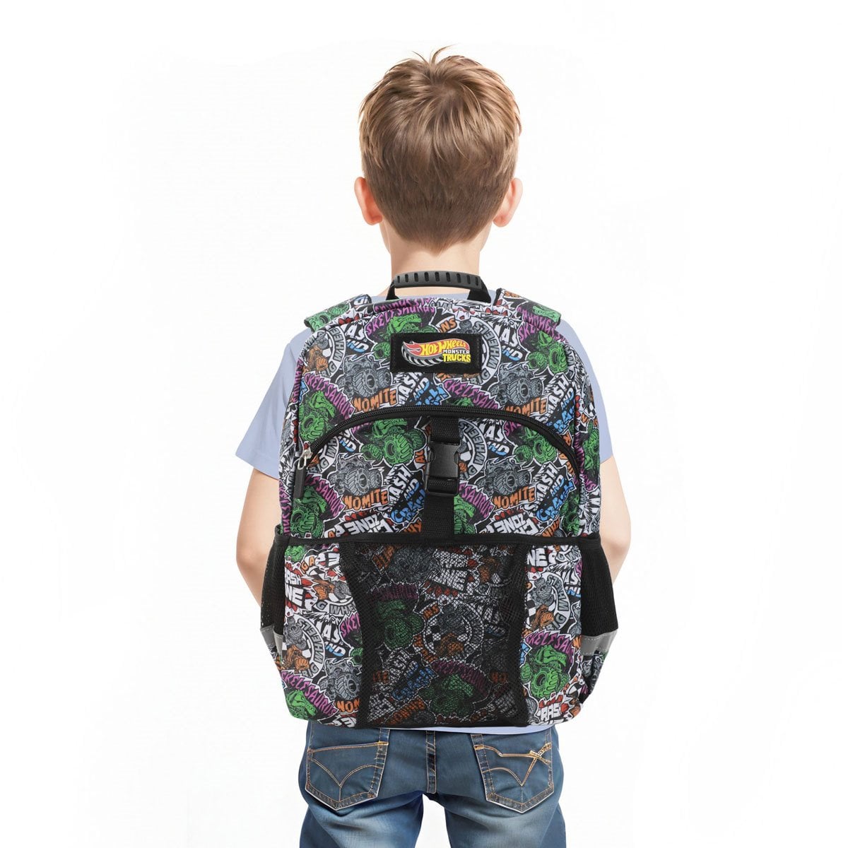 Hot Wheels Monster Trucks All Over Print Youth Backpack Set