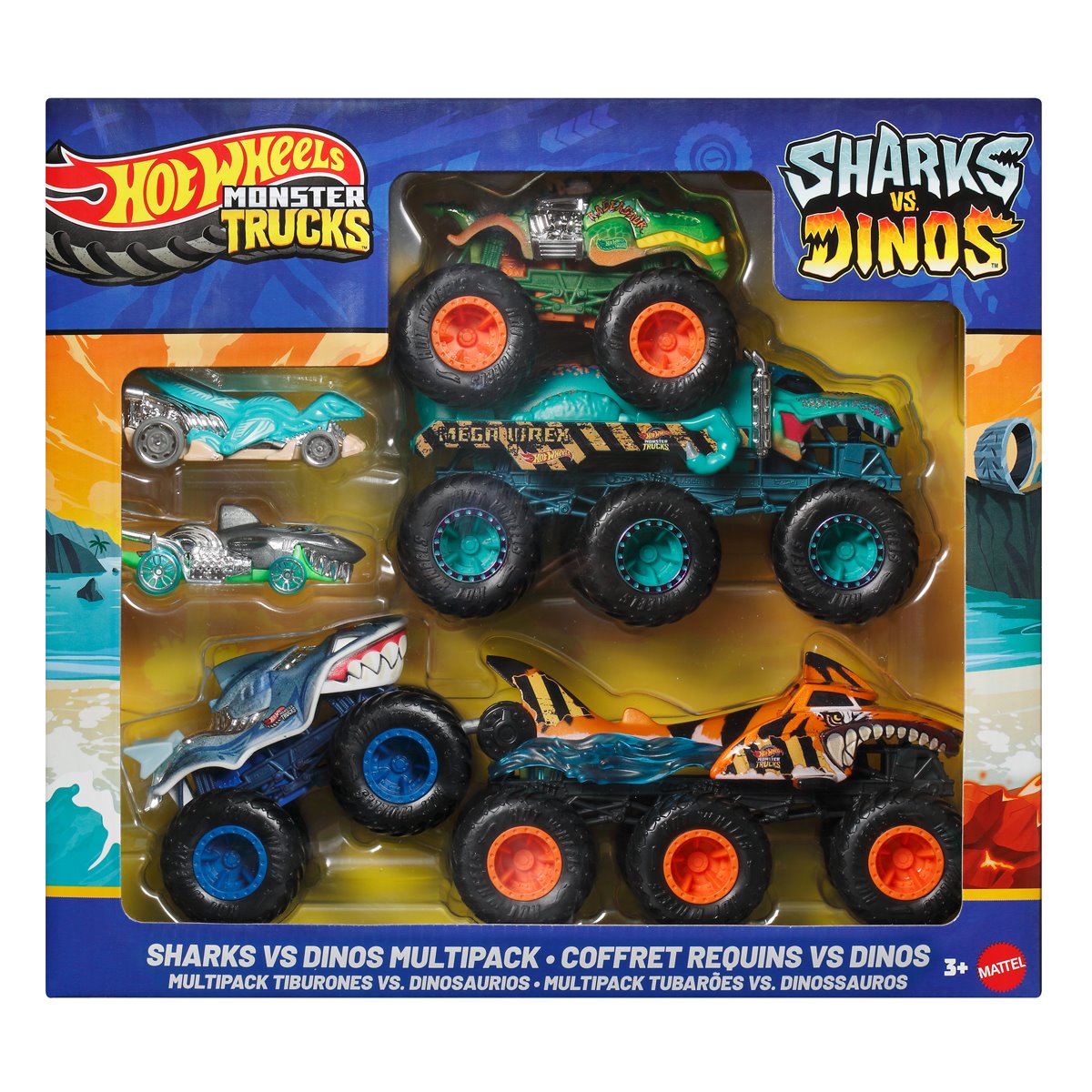 Hot Wheels Monster Trucks Sharks vs. Dinos Vehicle Multipack