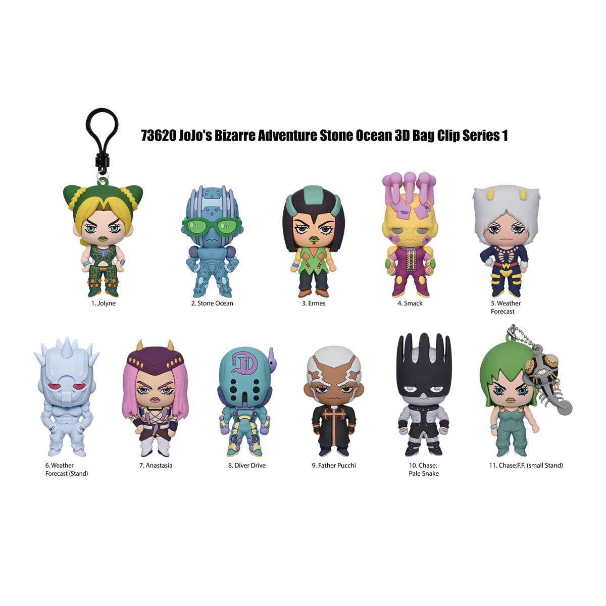 JoJos Bizarre Adventure: Stone Ocean 3D Foam Bag Clip Random 6-Pack