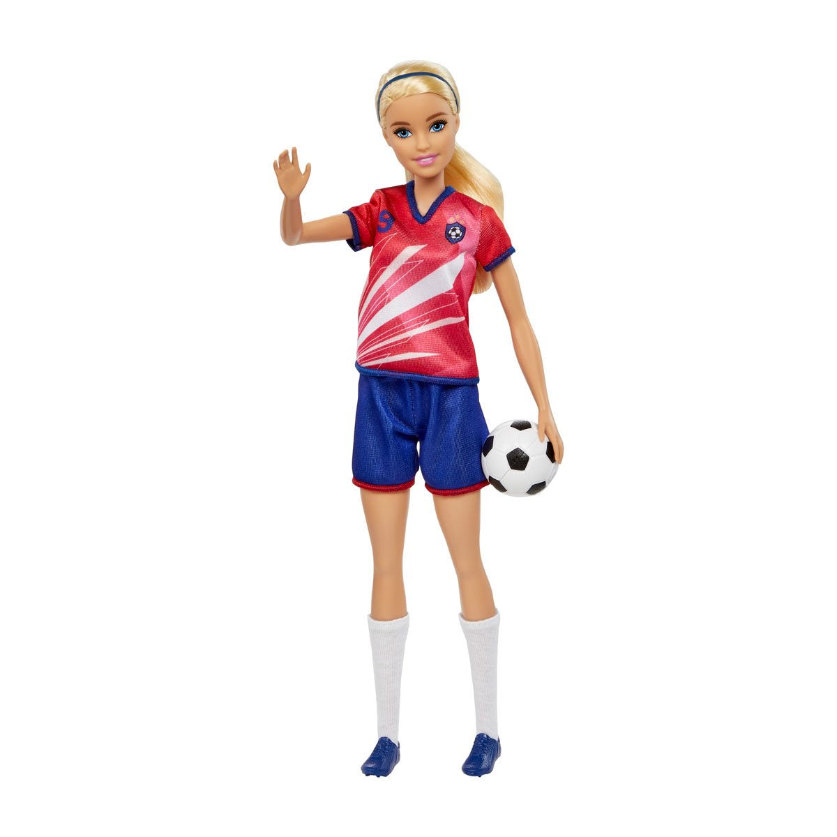 Barbie Soccer Player Doll with Red Shirt and Blue Shorts