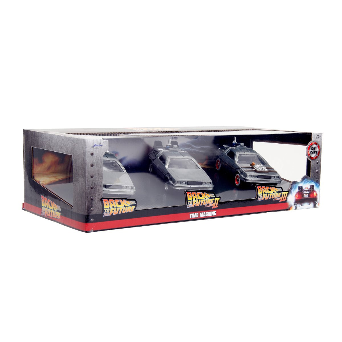 Hollywood Rides Back to the Future Time Machine 1:32 Die-Cast Metal Vehicle 3-Pack