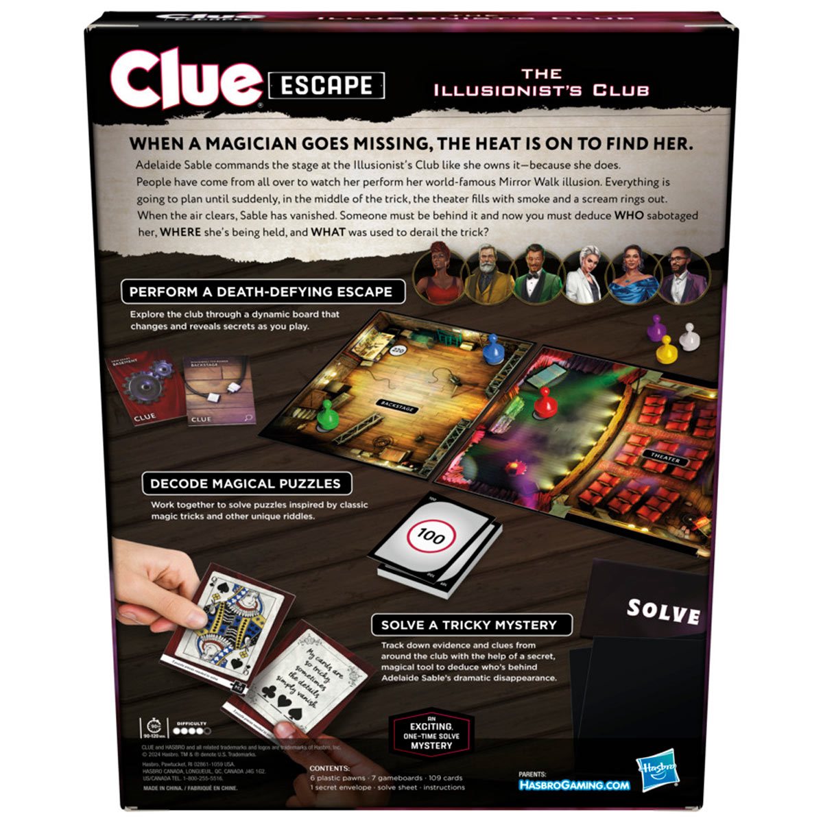 Clue Escape the Illusionists Club Board Game