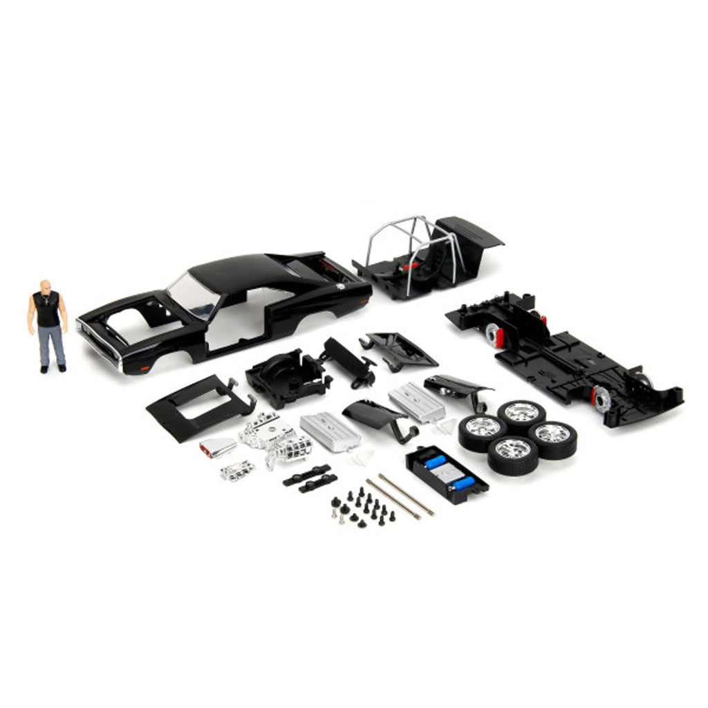 Fast and the Furious Dom and Dodge Charger R/T Build N' Connect 1:24 Scale Die-Cast Metal Vehicle Model Kit and Figure