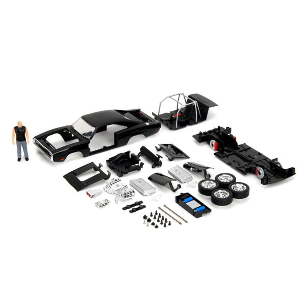 Fast and the Furious Dom and Dodge Charger R/T Build N' Connect 1:24 Scale Die-Cast Metal Vehicle Model Kit and Figure