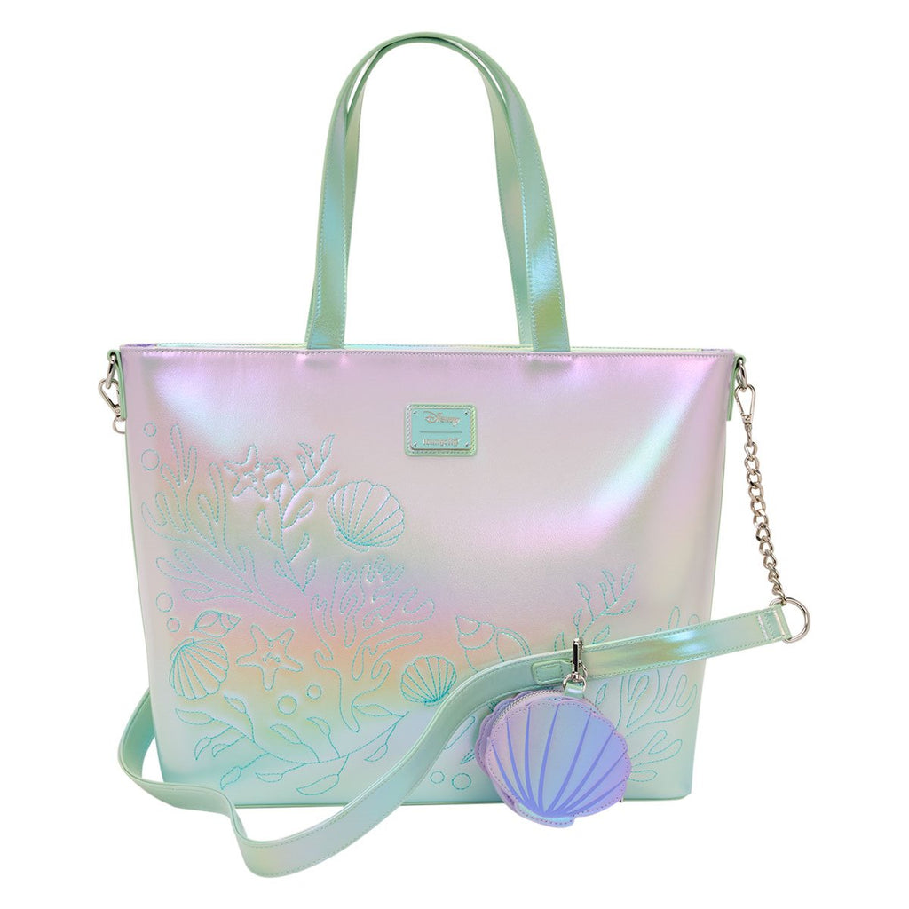 The Little Mermaid Ariel, Flounder, and Sebastian Tote Bag with Coin Bag
