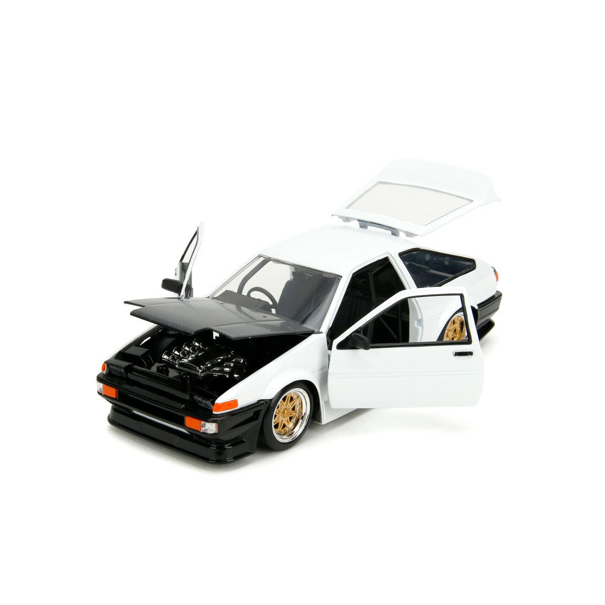 JDM Tuners 1986 AE86 Toyota Trueno White 1:24 Scale Die-Cast Metal Vehicle