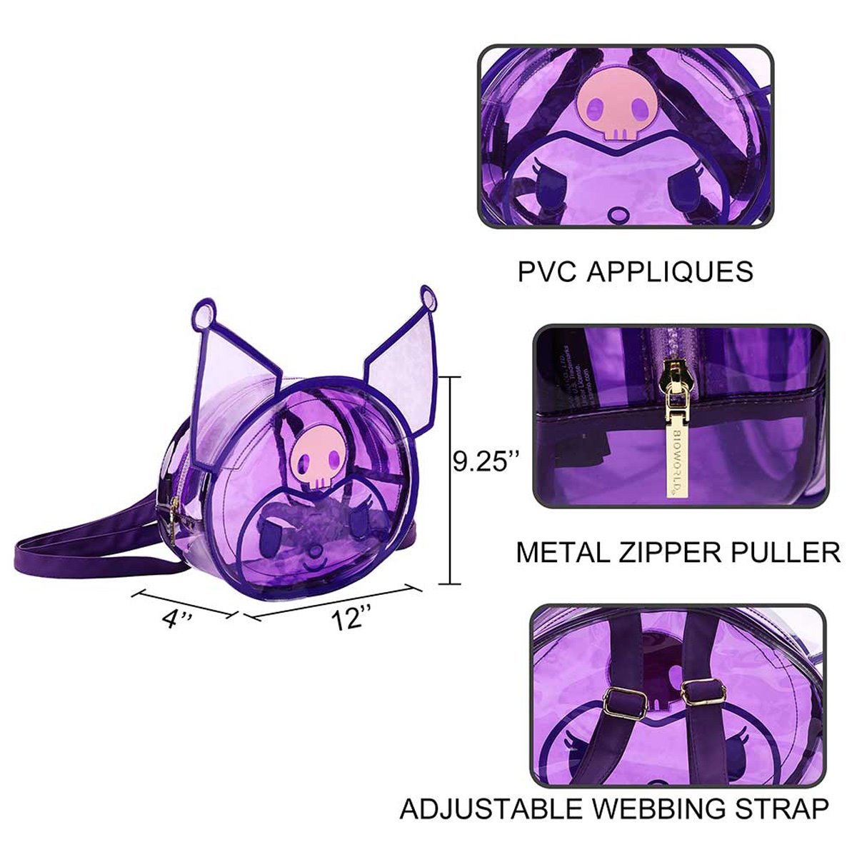 Sanrio Kuromi Shaped Clear Mini-Backpack
