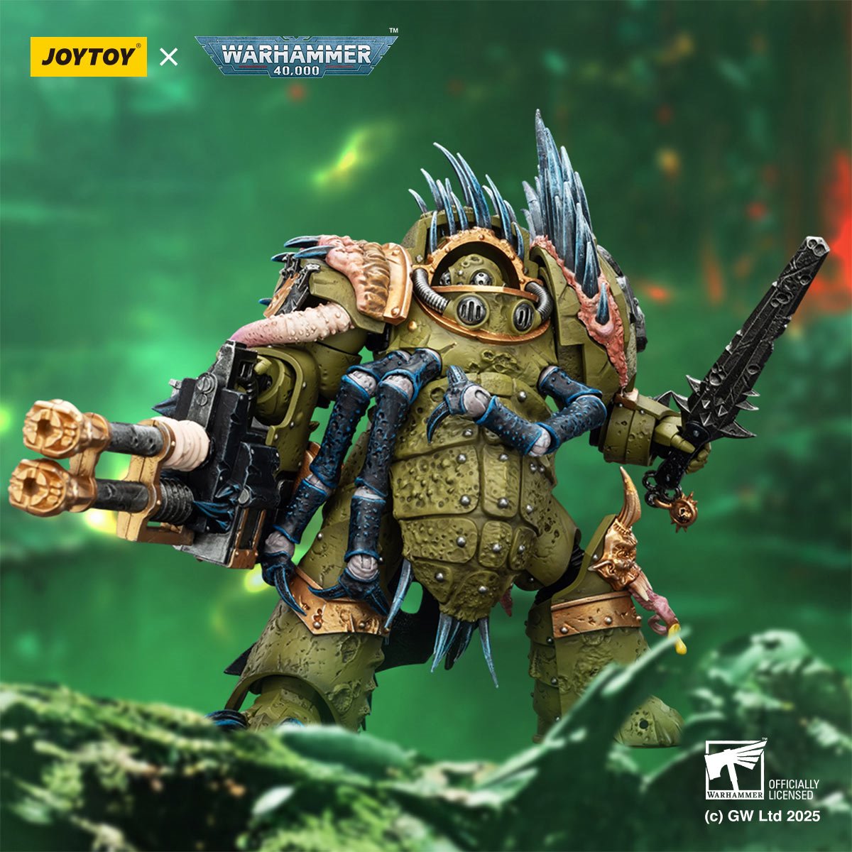 Joy Toy Warhammer 40,000 Death Guard Blightlord Terminator 1 Reaper Autocannon & Bubotic Blades 1:18 Scale Action Figure