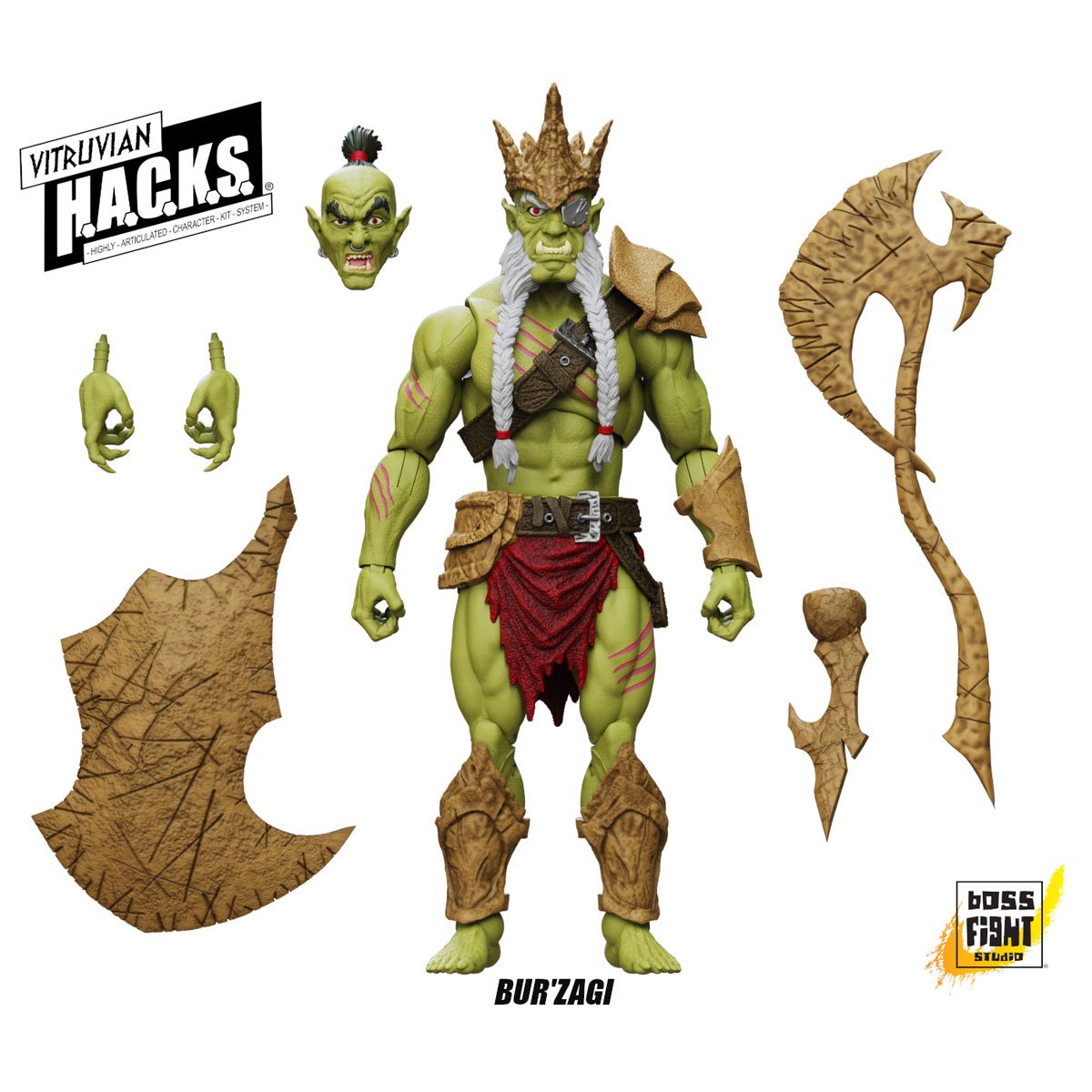 Vitruvian H.A.C.K.S. Fantasy Wave 8 Bur'Zagi Mighty Orc Sovran 1:18 Scale Action Figure