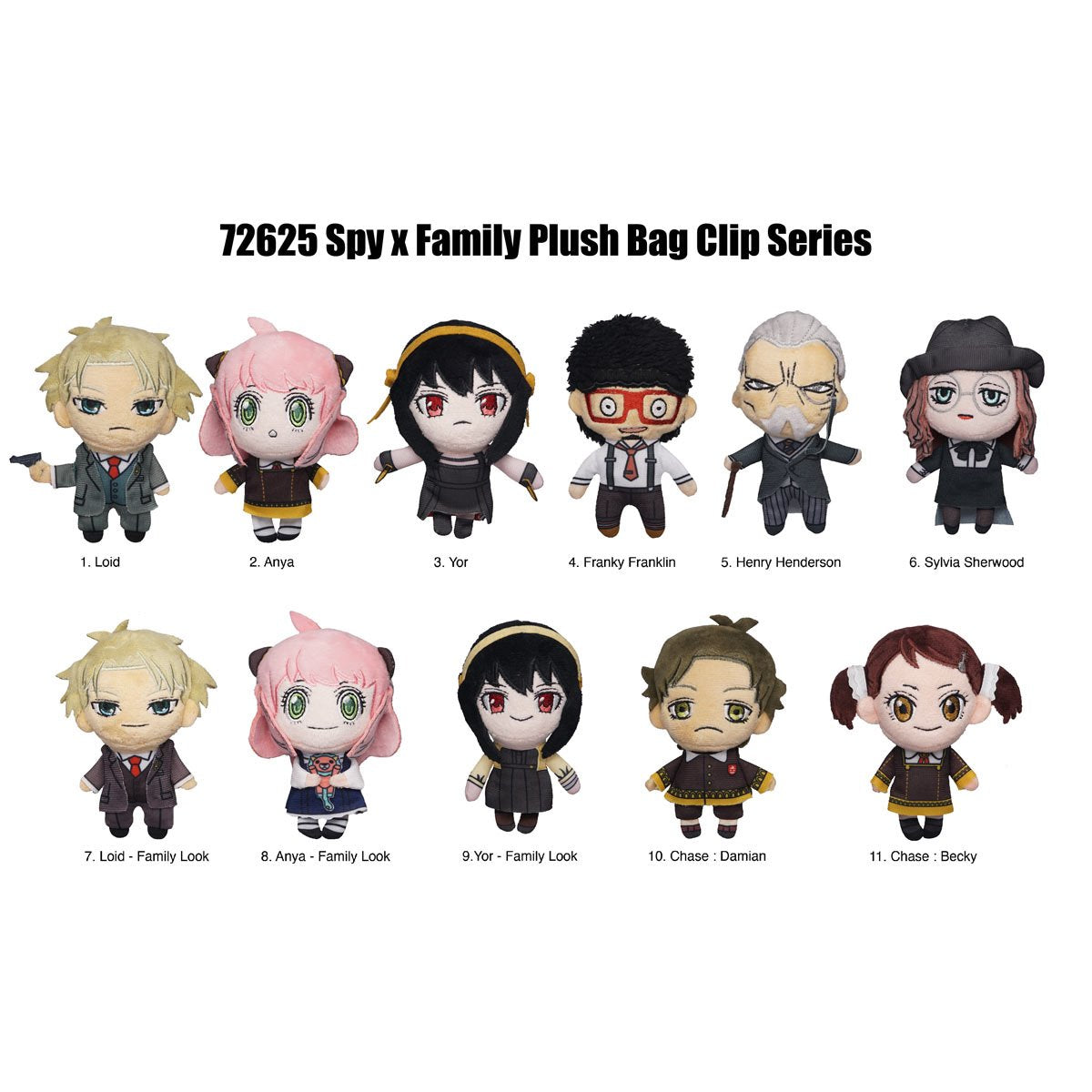 Spy x Family Plush Bag Clip Display Case of 24