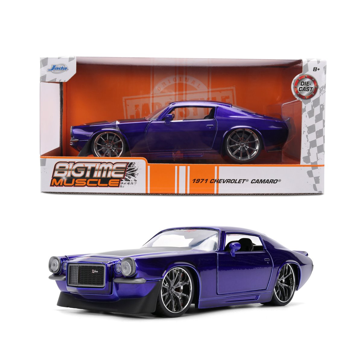 Bigtime Muscle 1971 Chevrolet Camaro Candy Purple 1:24 Scale Die-Cast Metal Vehicle