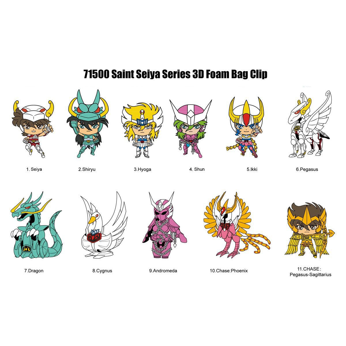 Saint Seiya 3D Foam Bag Clip Random 6-Pack
