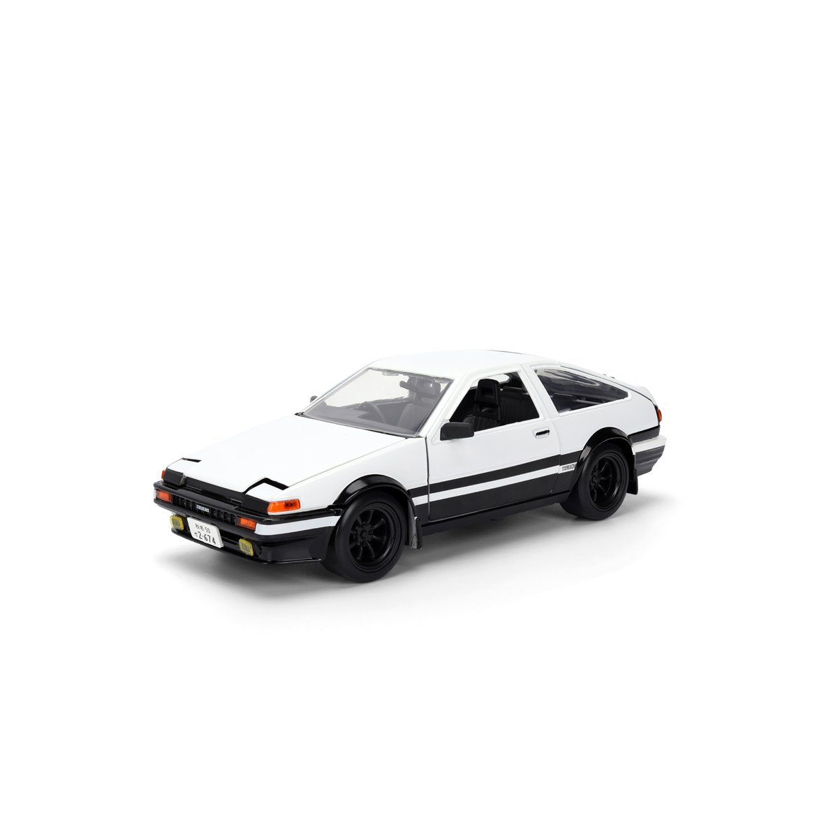 Hollywood Rides Initial D 1986 Toyota Trueno AE86 1:24 Scale Die-Cast Metal Vehicle with Takumi Figure