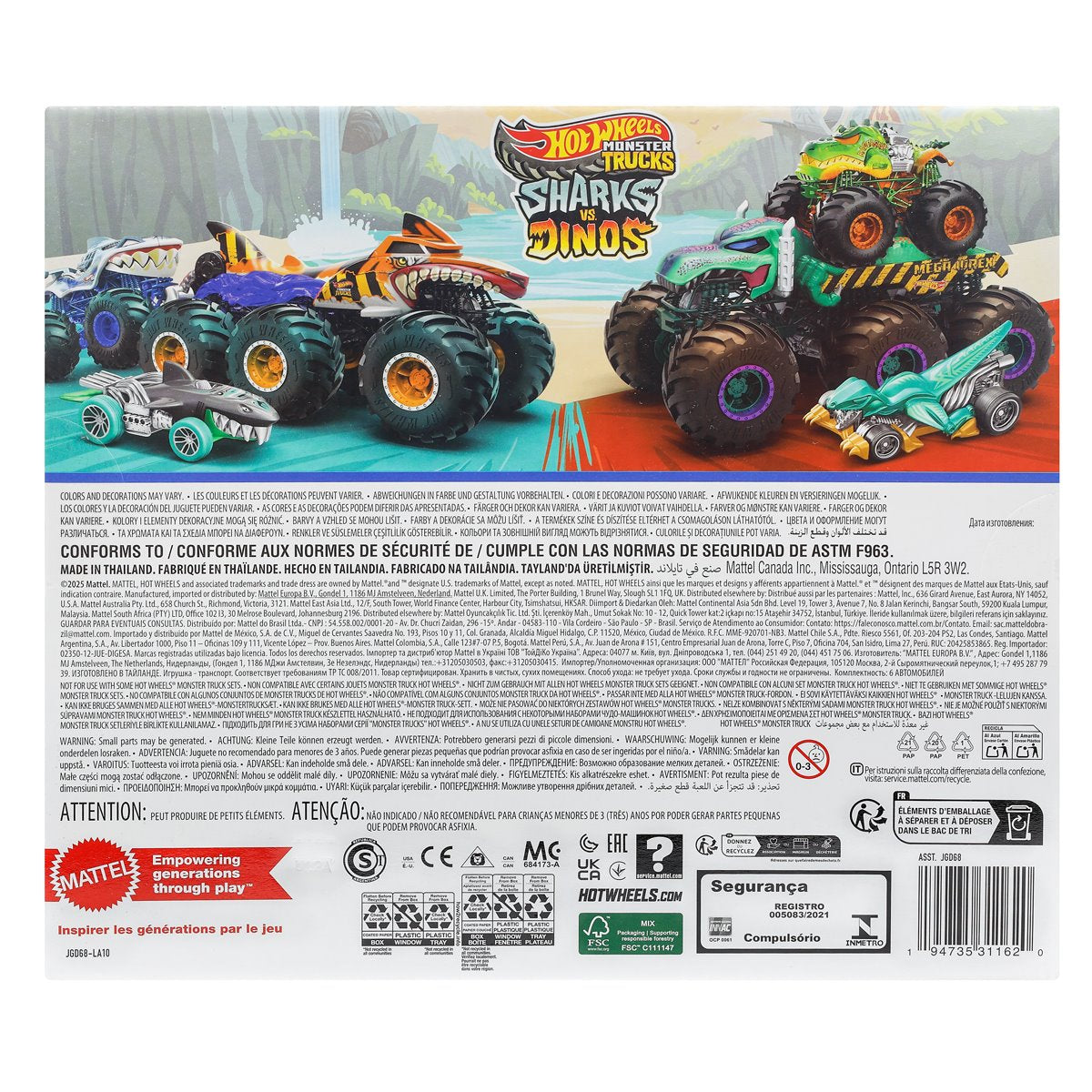 Hot Wheels Monster Trucks Sharks vs. Dinos Vehicle Multipack