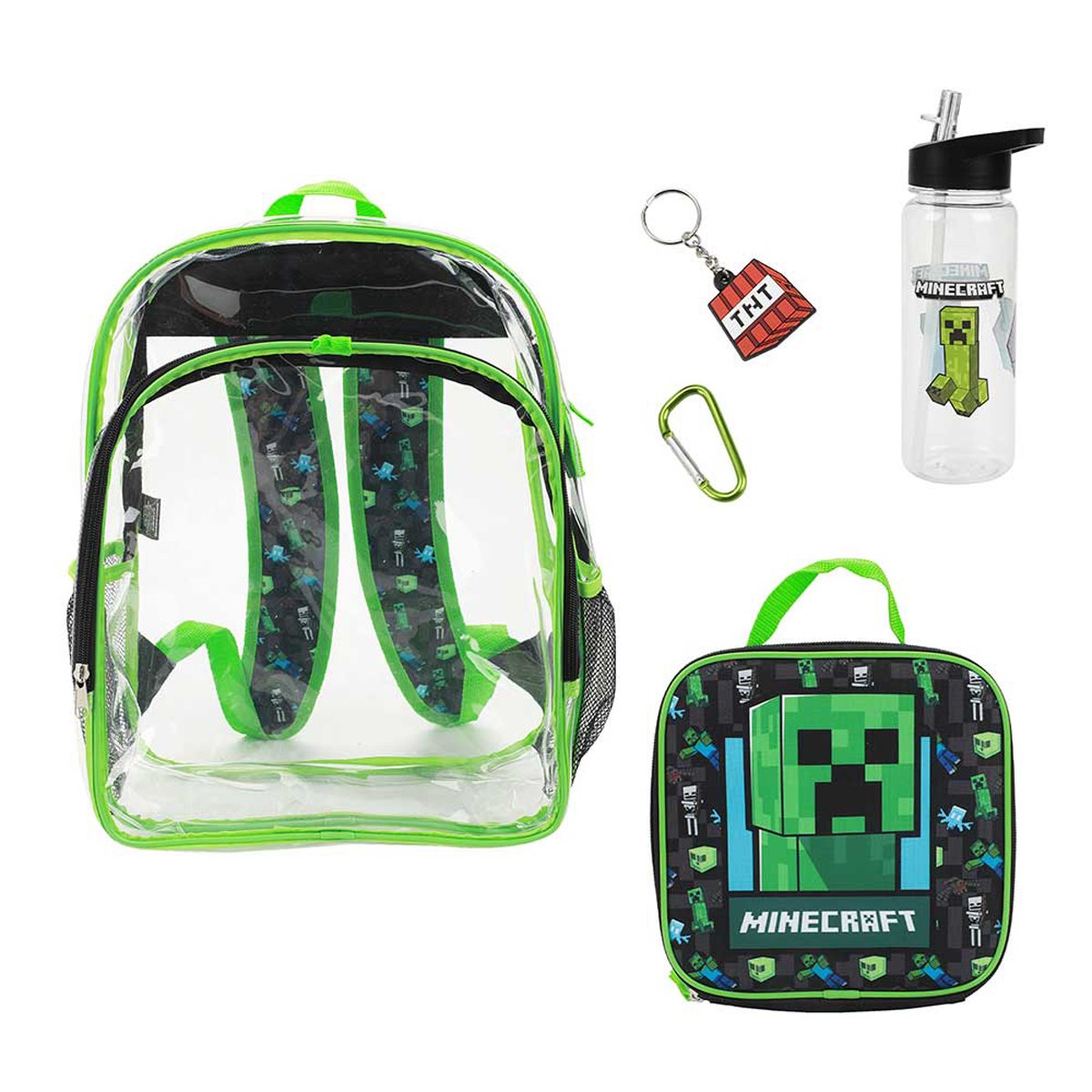 Minecraft Creeper Clear Youth Backpack 5-Piece Set