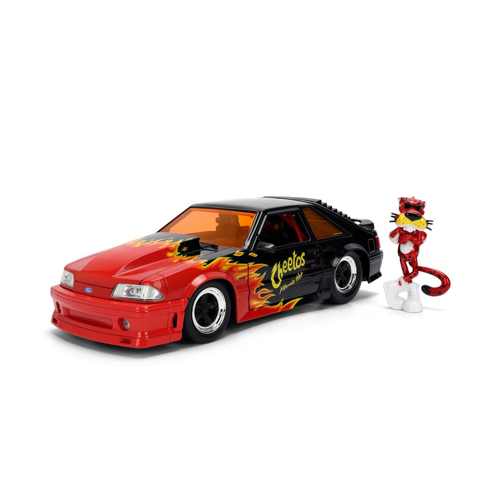 Hollywood Rides Cheetos Flamin' Hot 1989 Ford Mustang GT 1:24 Scale Die-Cast Metal Vehicle with Chester Cheetah Figure