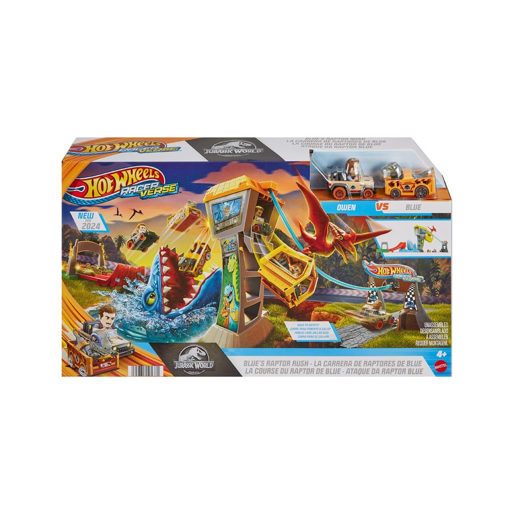 Hot Wheels RacerVerse Jurassic World Blue's Raptor Rush Track Set