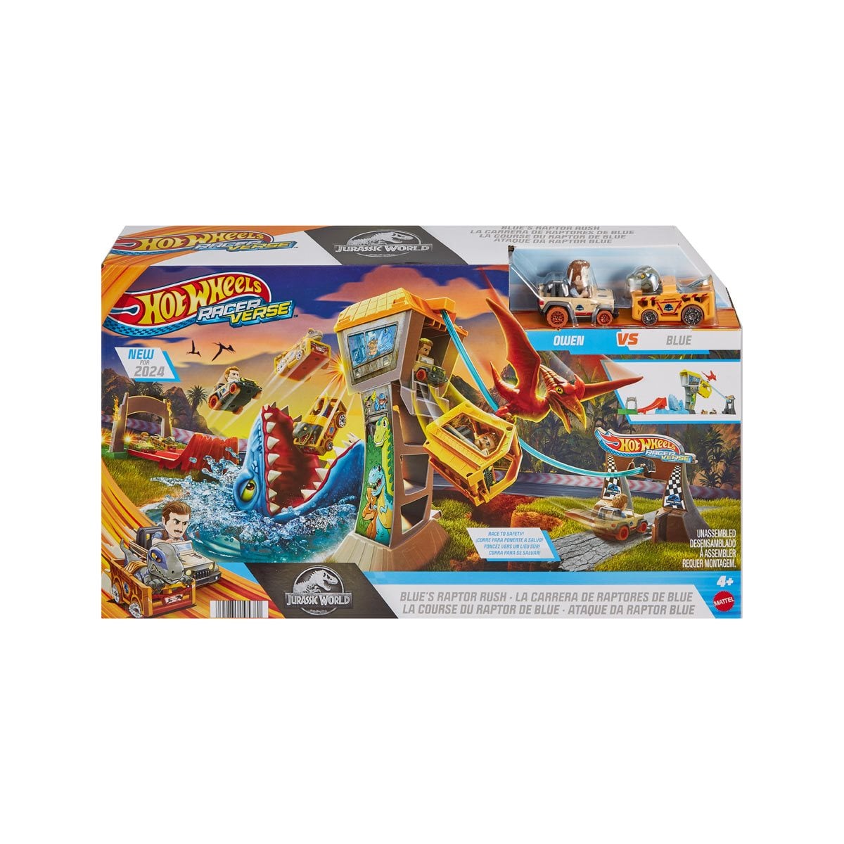 Hot Wheels RacerVerse Jurassic World Blue's Raptor Rush Track Set