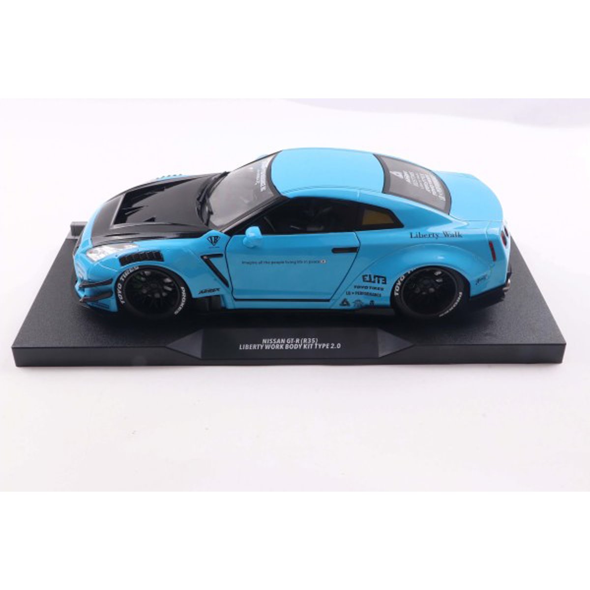 2024 Nissan GT-R R35 Baby Blue Liberty Walk Version 2.0 Body Kit 1:18 Scale Die-Cast Metal Vehicle